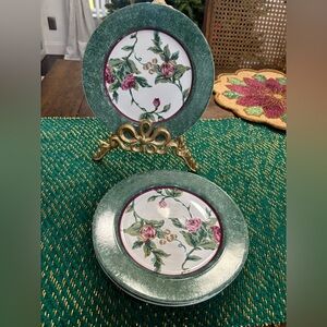 Four beautiful vintage Gloria Vanderbilt floral snack plates